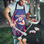 Personalized Western Bulldogs Apron Polynesian Tribal Bulldog Mascot With Hibiscus Floral Art