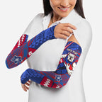 Personalized Western Bulldogs Arm Sleeves Polynesian Tribal Bulldog Mascot With Hibiscus Floral Art