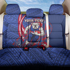 Personalized Western Bulldogs Back Car Seat Cover Polynesian Tribal Bulldog Mascot With Hibiscus Floral Art
