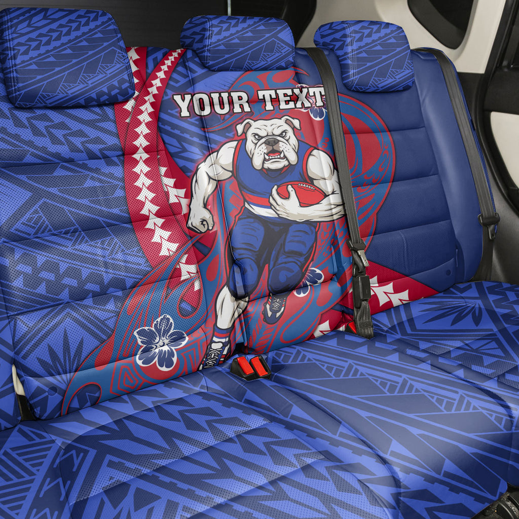 Personalized Western Bulldogs Back Car Seat Cover Polynesian Tribal Bulldog Mascot With Hibiscus Floral Art