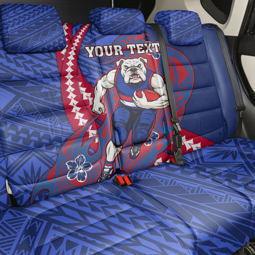 Personalized Western Bulldogs Back Car Seat Cover Polynesian Tribal Bulldog Mascot With Hibiscus Floral Art