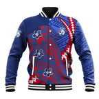 Personalized Western Bulldogs Baseball Jacket Polynesian Tribal Bulldog Mascot With Hibiscus Floral Art