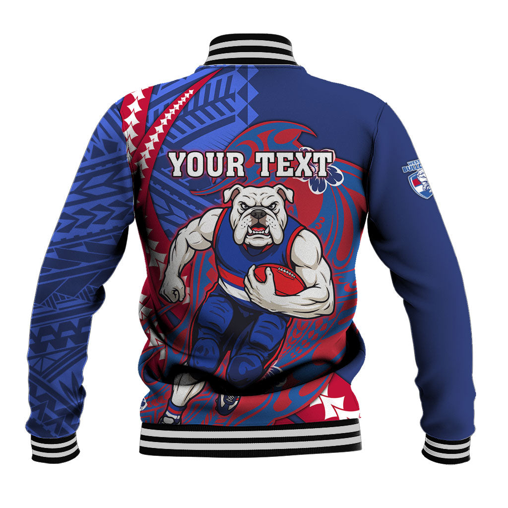 Personalized Western Bulldogs Baseball Jacket Polynesian Tribal Bulldog Mascot With Hibiscus Floral Art