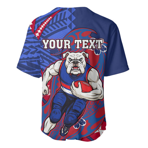 Personalized Western Bulldogs Baseball Jersey Polynesian Tribal Bulldog Mascot With Hibiscus Floral Art