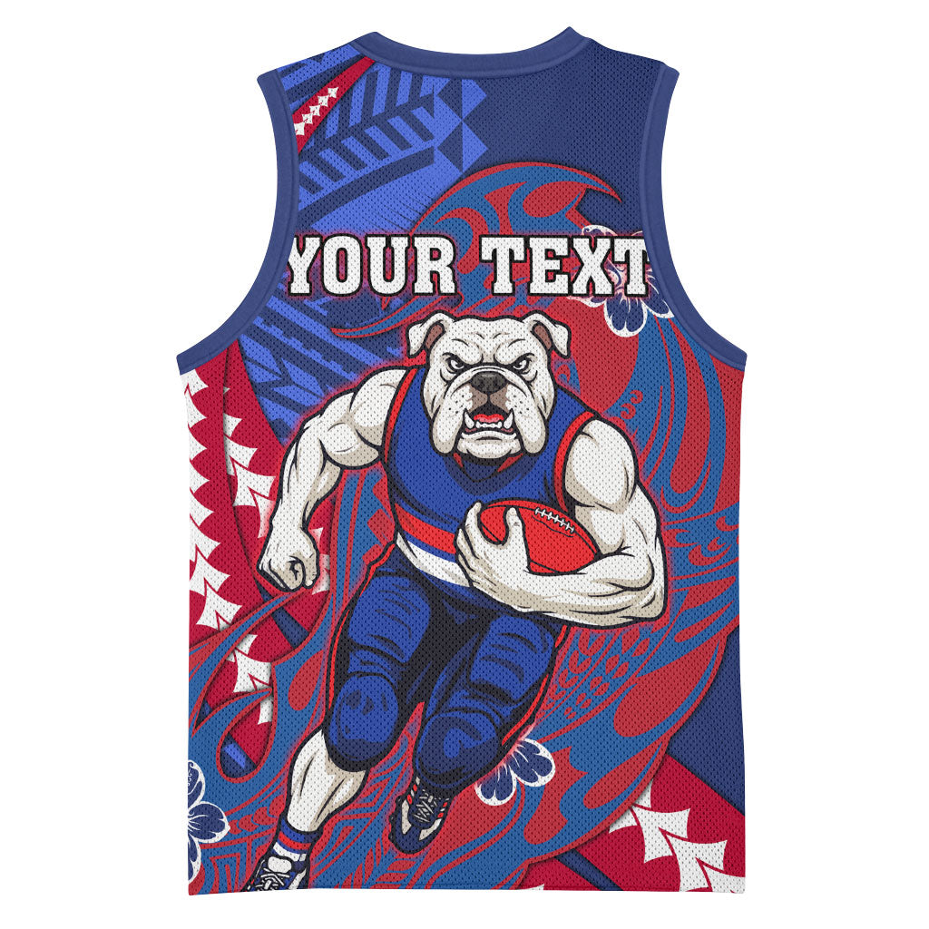 Personalized Western Bulldogs Basketball Jersey Polynesian Tribal Bulldog Mascot With Hibiscus Floral Art