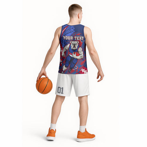 Personalized Western Bulldogs Basketball Jersey Polynesian Tribal Bulldog Mascot With Hibiscus Floral Art