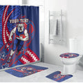 Personalized Western Bulldogs Bathroom Set Polynesian Tribal Bulldog Mascot With Hibiscus Floral Art