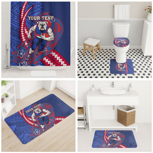 Personalized Western Bulldogs Bathroom Set Polynesian Tribal Bulldog Mascot With Hibiscus Floral Art