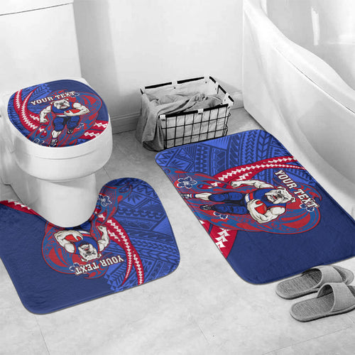 Personalized Western Bulldogs Bathroom Set Polynesian Tribal Bulldog Mascot With Hibiscus Floral Art