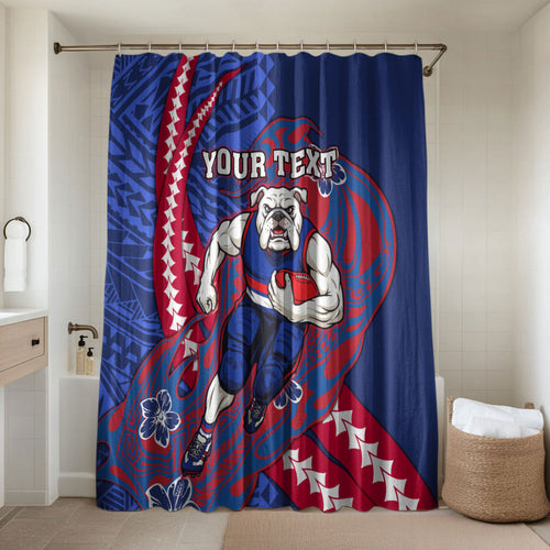 Personalized Western Bulldogs Bathroom Set Polynesian Tribal Bulldog Mascot With Hibiscus Floral Art