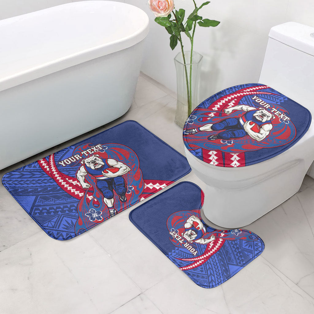 Personalized Western Bulldogs Bathroom Set Polynesian Tribal Bulldog Mascot With Hibiscus Floral Art