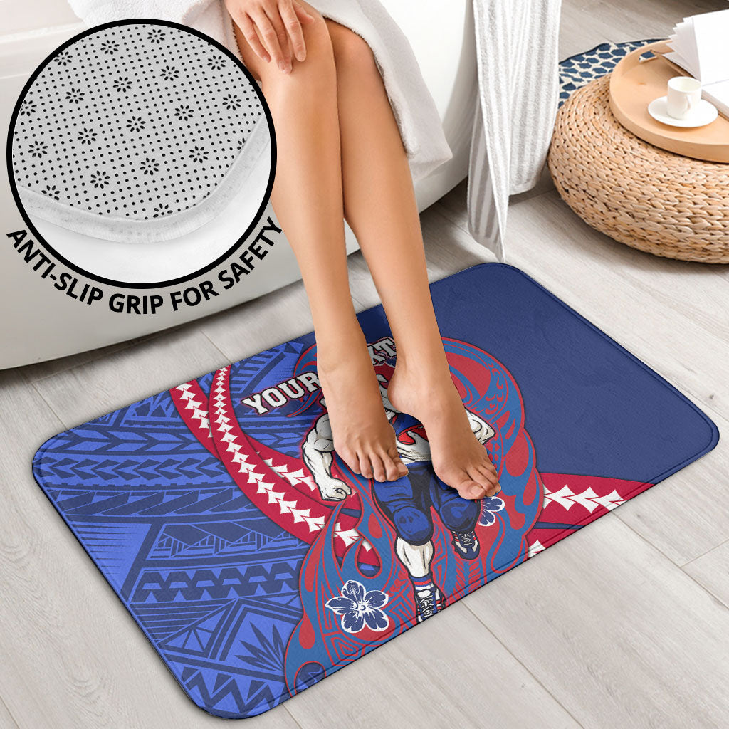 Personalized Western Bulldogs Bathroom Set Polynesian Tribal Bulldog Mascot With Hibiscus Floral Art
