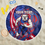Personalized Western Bulldogs Beach Blanket Polynesian Tribal Bulldog Mascot With Hibiscus Floral Art