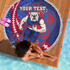 Personalized Western Bulldogs Beach Blanket Polynesian Tribal Bulldog Mascot With Hibiscus Floral Art