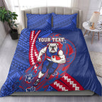 Personalized Western Bulldogs Bedding Set Polynesian Tribal Bulldog Mascot With Hibiscus Floral Art