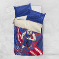Personalized Western Bulldogs Bedding Set Polynesian Tribal Bulldog Mascot With Hibiscus Floral Art