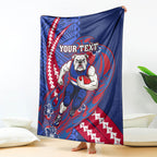 Personalized Western Bulldogs Blanket Polynesian Tribal Bulldog Mascot With Hibiscus Floral Art