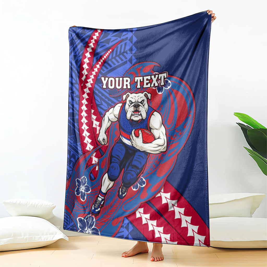 Personalized Western Bulldogs Blanket Polynesian Tribal Bulldog Mascot With Hibiscus Floral Art