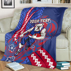 Personalized Western Bulldogs Blanket Polynesian Tribal Bulldog Mascot With Hibiscus Floral Art