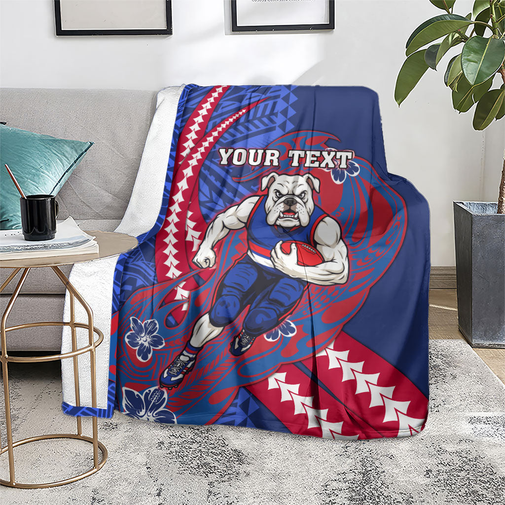 Personalized Western Bulldogs Blanket Polynesian Tribal Bulldog Mascot With Hibiscus Floral Art