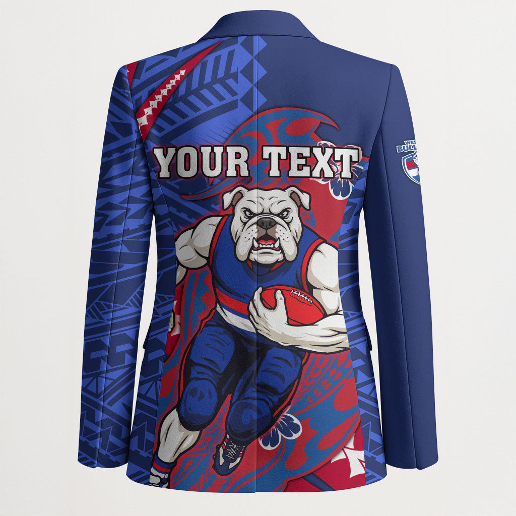Personalized Western Bulldogs Blazer Polynesian Tribal Bulldog Mascot With Hibiscus Floral Art
