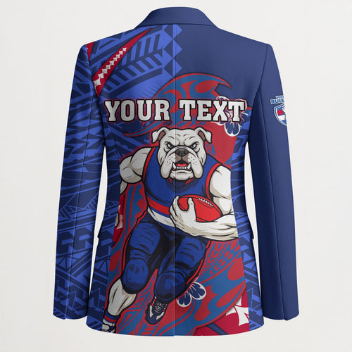 Personalized Western Bulldogs Blazer Polynesian Tribal Bulldog Mascot With Hibiscus Floral Art