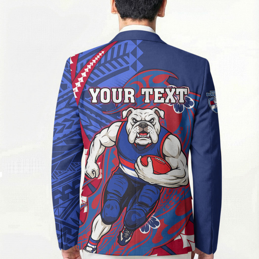 Personalized Western Bulldogs Blazer Polynesian Tribal Bulldog Mascot With Hibiscus Floral Art