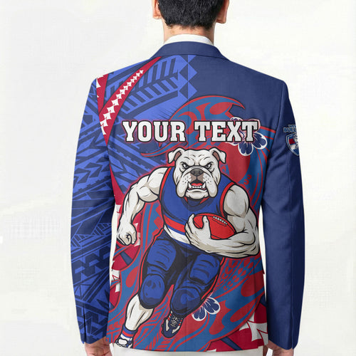 Personalized Western Bulldogs Blazer Polynesian Tribal Bulldog Mascot With Hibiscus Floral Art