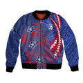 Personalized Western Bulldogs Bomber Jacket Polynesian Tribal Bulldog Mascot With Hibiscus Floral Art