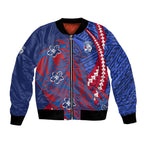 Personalized Western Bulldogs Bomber Jacket Polynesian Tribal Bulldog Mascot With Hibiscus Floral Art