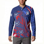 Personalized Western Bulldogs Button Sweatshirt Polynesian Tribal Bulldog Mascot With Hibiscus Floral Art