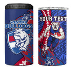 Personalized Western Bulldogs 4 in 1 Can Cooler Tumbler Polynesian Tribal Bulldog Mascot With Hibiscus Floral Art