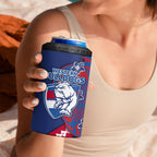 Personalized Western Bulldogs 4 in 1 Can Cooler Tumbler Polynesian Tribal Bulldog Mascot With Hibiscus Floral Art