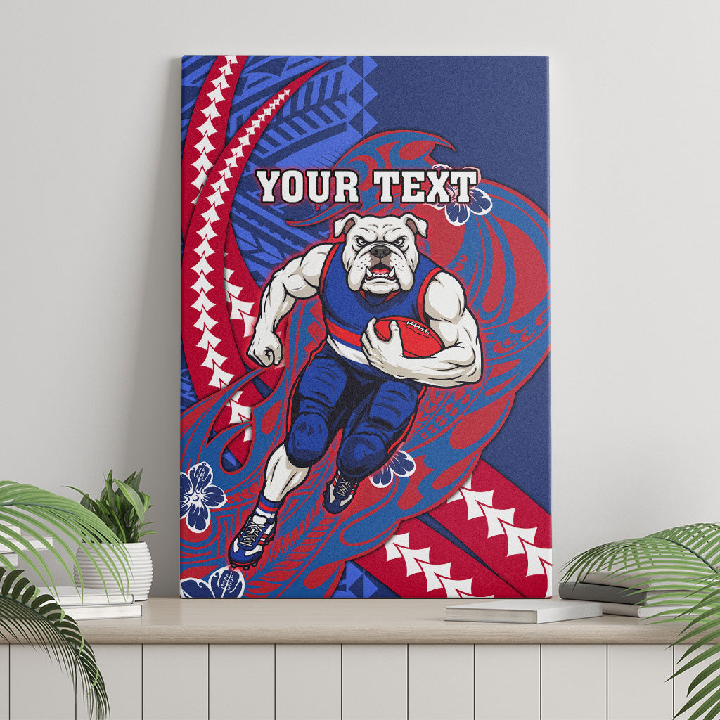 Personalized Western Bulldogs Canvas Wall Art Polynesian Tribal Bulldog Mascot With Hibiscus Floral Art