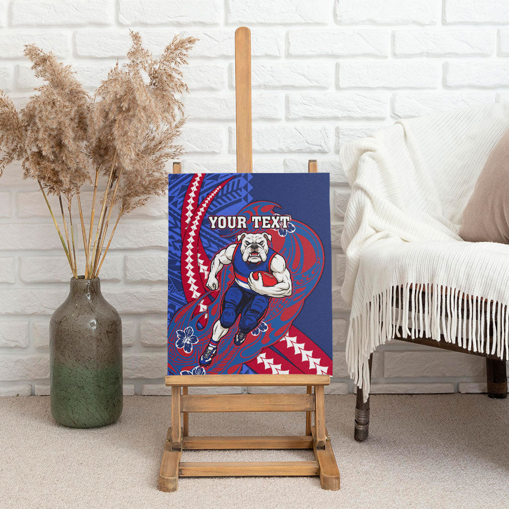 Personalized Western Bulldogs Canvas Wall Art Polynesian Tribal Bulldog Mascot With Hibiscus Floral Art