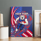 Personalized Western Bulldogs Canvas Wall Art Polynesian Tribal Bulldog Mascot With Hibiscus Floral Art