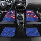 Personalized Western Bulldogs Car Mats Polynesian Tribal Bulldog Mascot With Hibiscus Floral Art