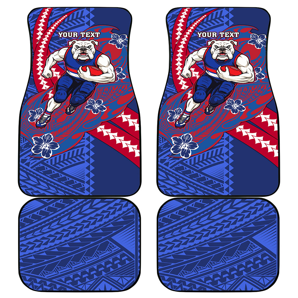 Personalized Western Bulldogs Car Mats Polynesian Tribal Bulldog Mascot With Hibiscus Floral Art