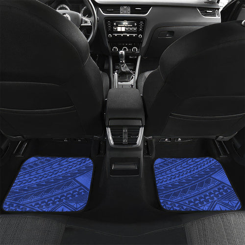 Personalized Western Bulldogs Car Mats Polynesian Tribal Bulldog Mascot With Hibiscus Floral Art