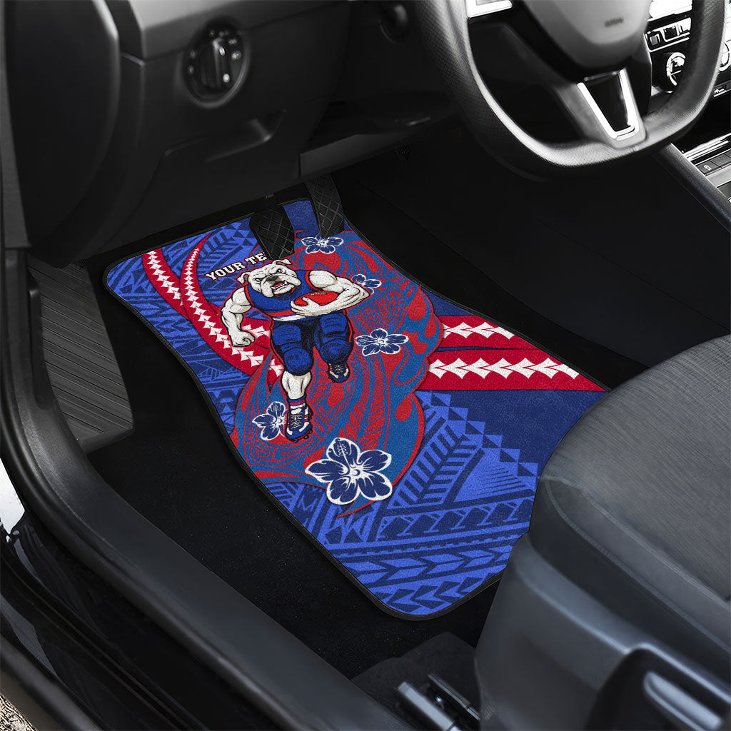 Personalized Western Bulldogs Car Mats Polynesian Tribal Bulldog Mascot With Hibiscus Floral Art
