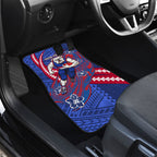 Personalized Western Bulldogs Car Mats Polynesian Tribal Bulldog Mascot With Hibiscus Floral Art