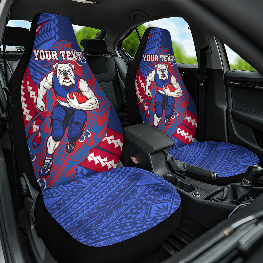 Personalized Western Bulldogs Car Seat Cover Polynesian Tribal Bulldog Mascot With Hibiscus Floral Art