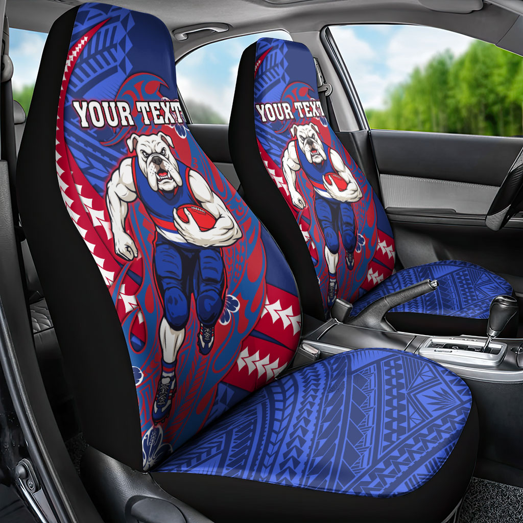 Personalized Western Bulldogs Car Seat Cover Polynesian Tribal Bulldog Mascot With Hibiscus Floral Art