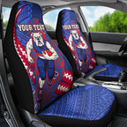 Personalized Western Bulldogs Car Seat Cover Polynesian Tribal Bulldog Mascot With Hibiscus Floral Art