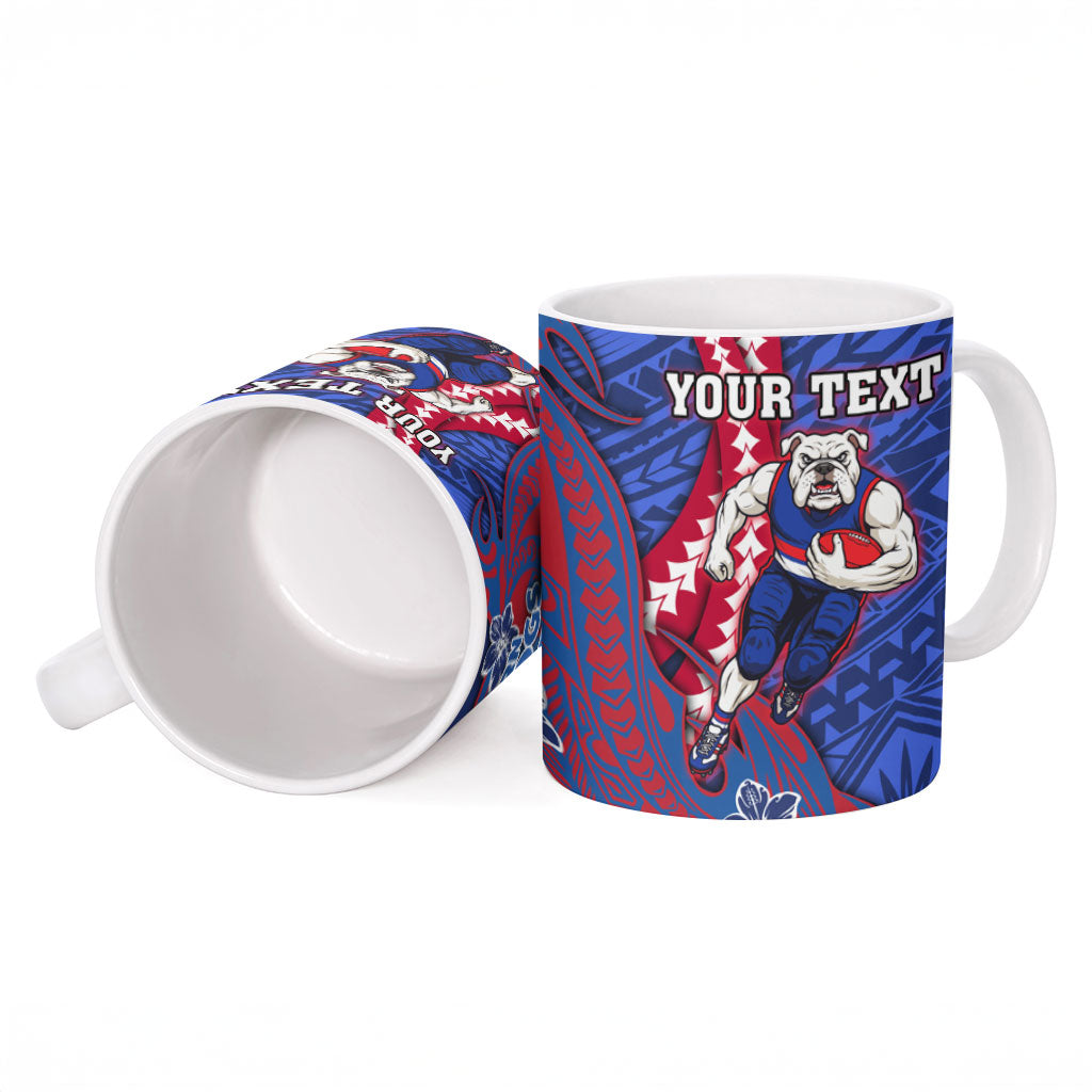 Personalized Western Bulldogs Ceramic Mug Polynesian Tribal Bulldog Mascot With Hibiscus Floral Art
