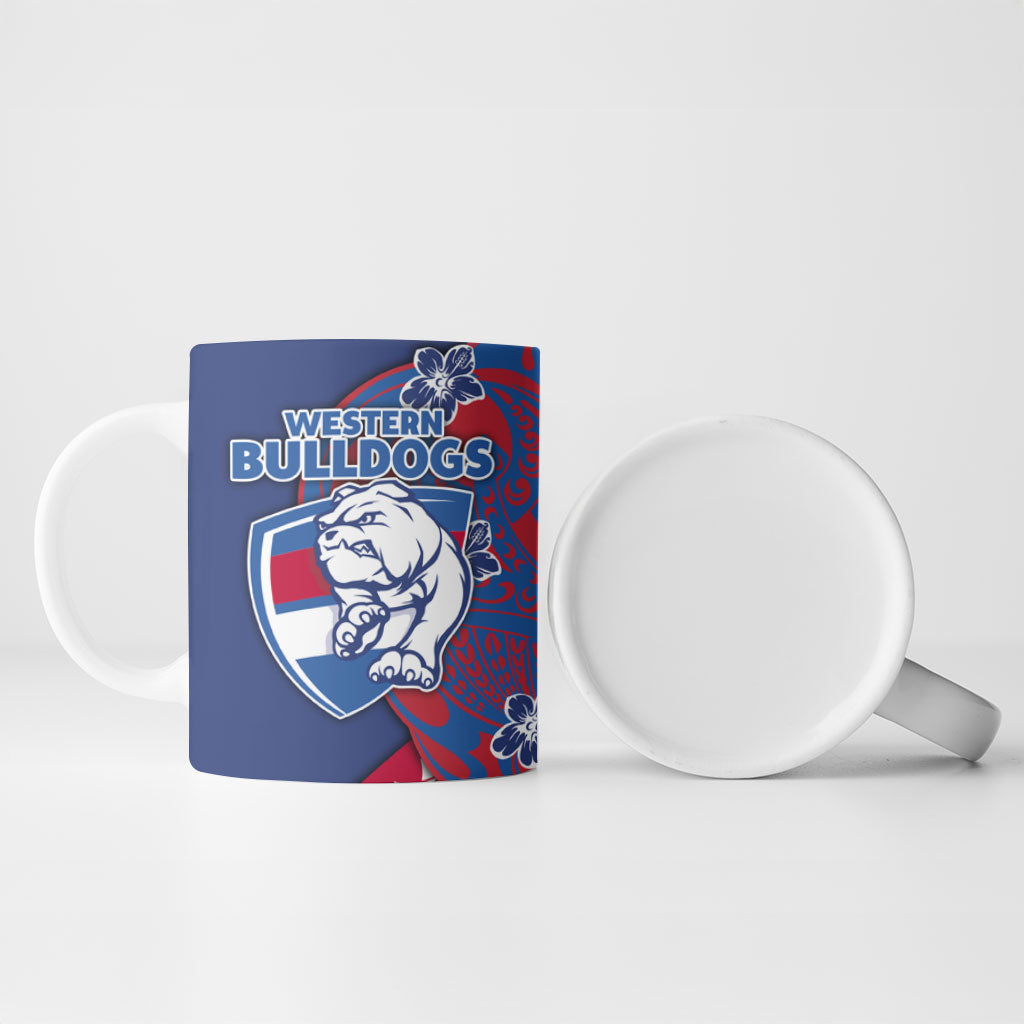 Personalized Western Bulldogs Ceramic Mug Polynesian Tribal Bulldog Mascot With Hibiscus Floral Art