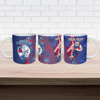 Personalized Western Bulldogs Ceramic Mug Polynesian Tribal Bulldog Mascot With Hibiscus Floral Art