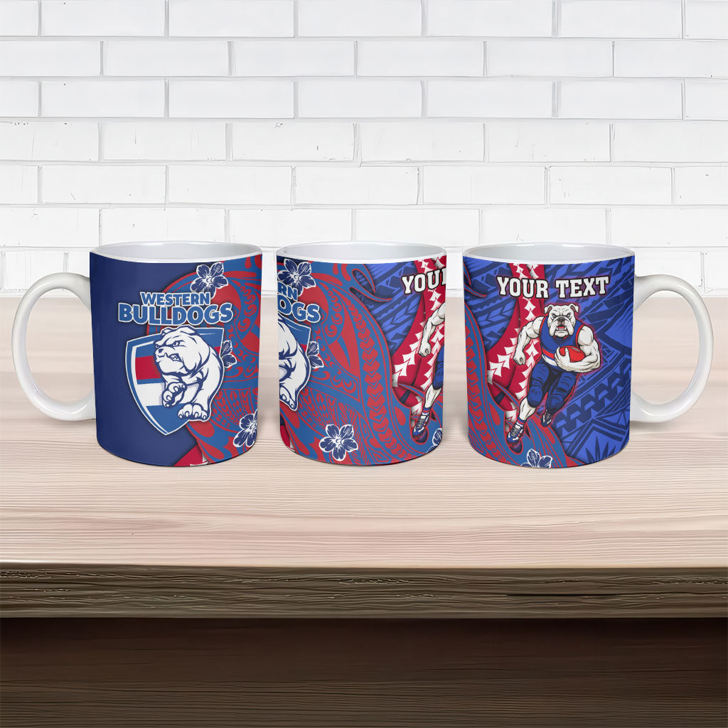 Personalized Western Bulldogs Ceramic Mug Polynesian Tribal Bulldog Mascot With Hibiscus Floral Art