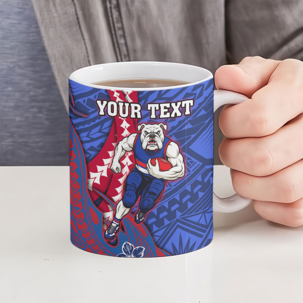Personalized Western Bulldogs Ceramic Mug Polynesian Tribal Bulldog Mascot With Hibiscus Floral Art