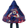 Personalized Western Bulldogs Cloak Polynesian Tribal Bulldog Mascot With Hibiscus Floral Art